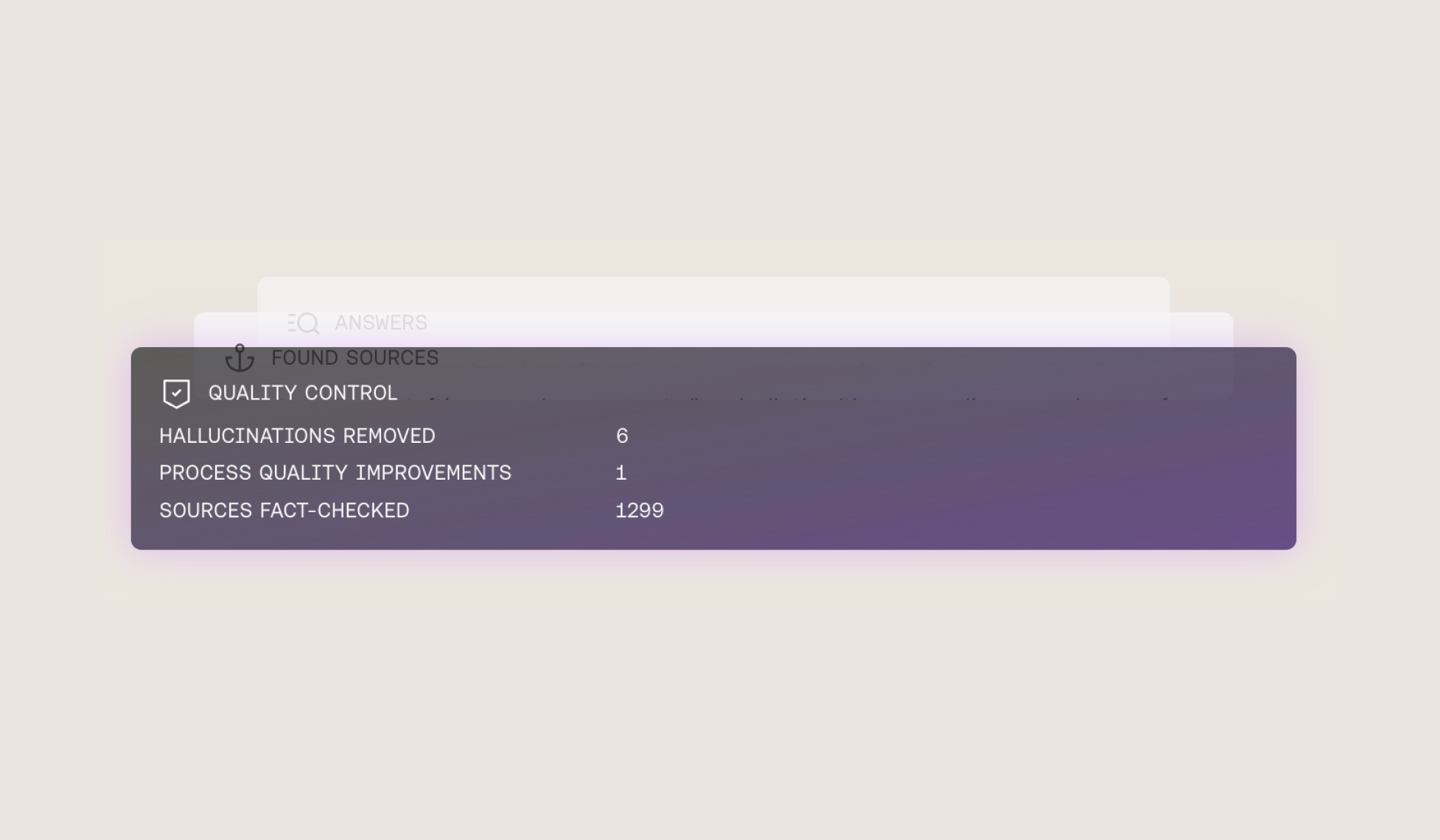 Quality control checking sources against claims